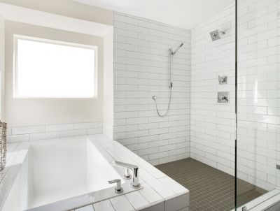 Walk-in Shower Featuring Large Format Tiles